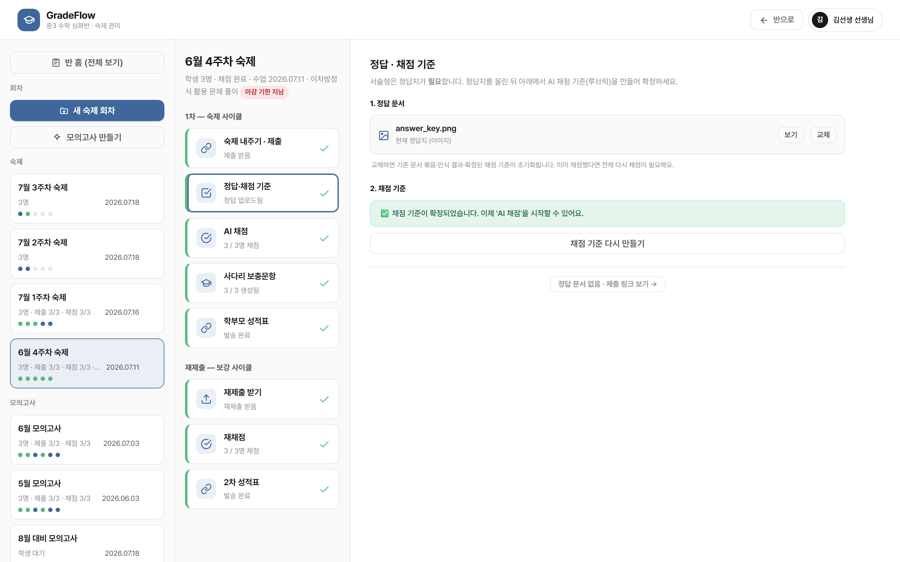 정답·채점 기준 단계